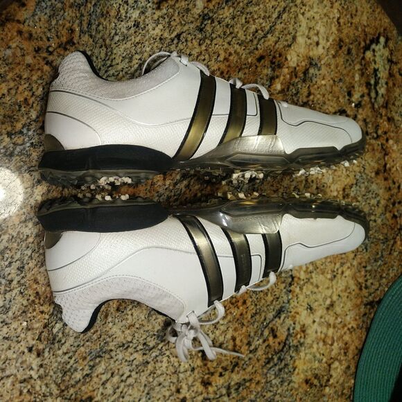 Rare Adidas Mens Powerband Golf Shoes 2016 Size 13 White / Gold main image 12